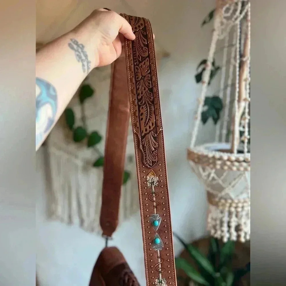Scully West Tooled Leather Crossbody Bag - 11x8 Western Satchel - Picture 8 of 14